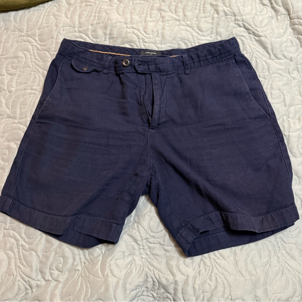 Banana Republic Factory Men's Linen Blend Shorts, 33"